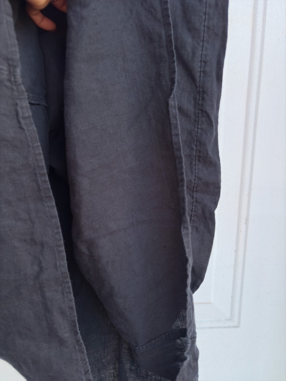 UNIQLO Womens M Black 100% Linen Midi Dress Short Sleeve - Picture 6 of 9